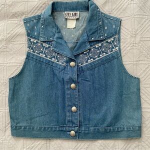 Vintage 90s Bedazzled Denim Vest